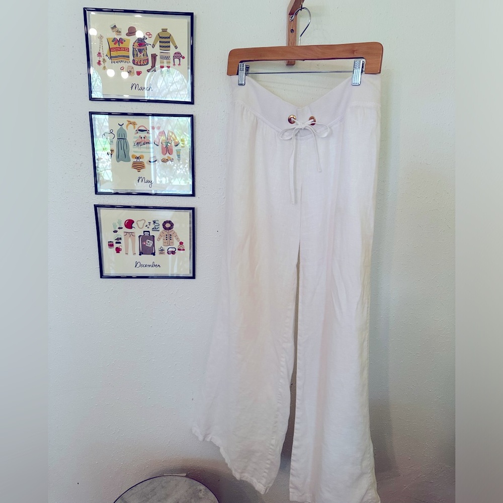 Lilly Pulitzer Wide Leg Linen Pull On Pants Size Medium